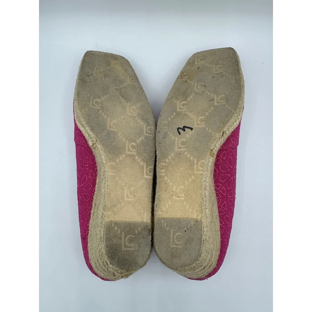 Liz Claiborne Kellie Wedge Espadrilles Women 8.5 Pink Good Floral Eyelet Jute